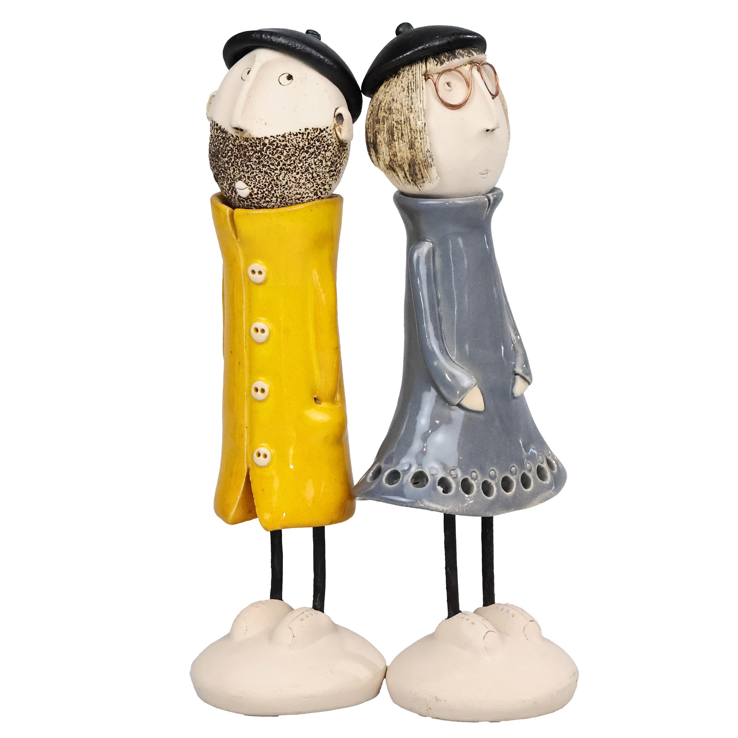 Handmade Ceramic Quirky Couple | Male & Female Figurines Gift