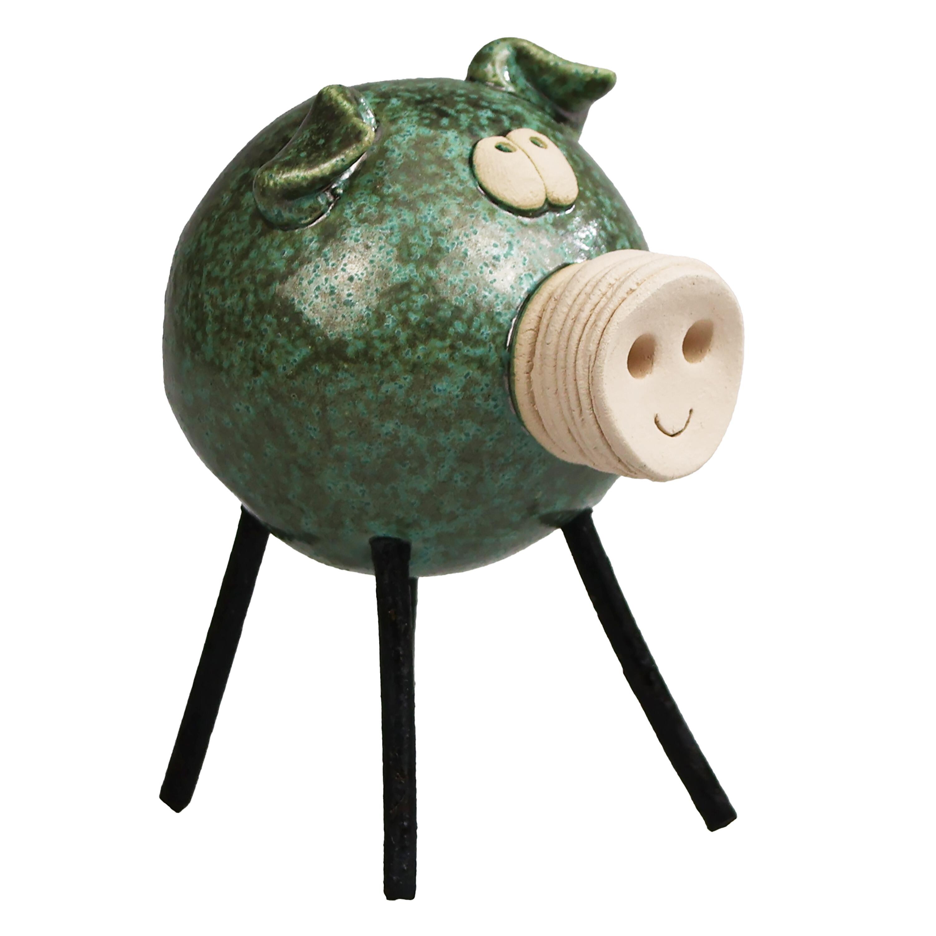 Rounded Piglet with Wire Legs Figurine | Various Colours