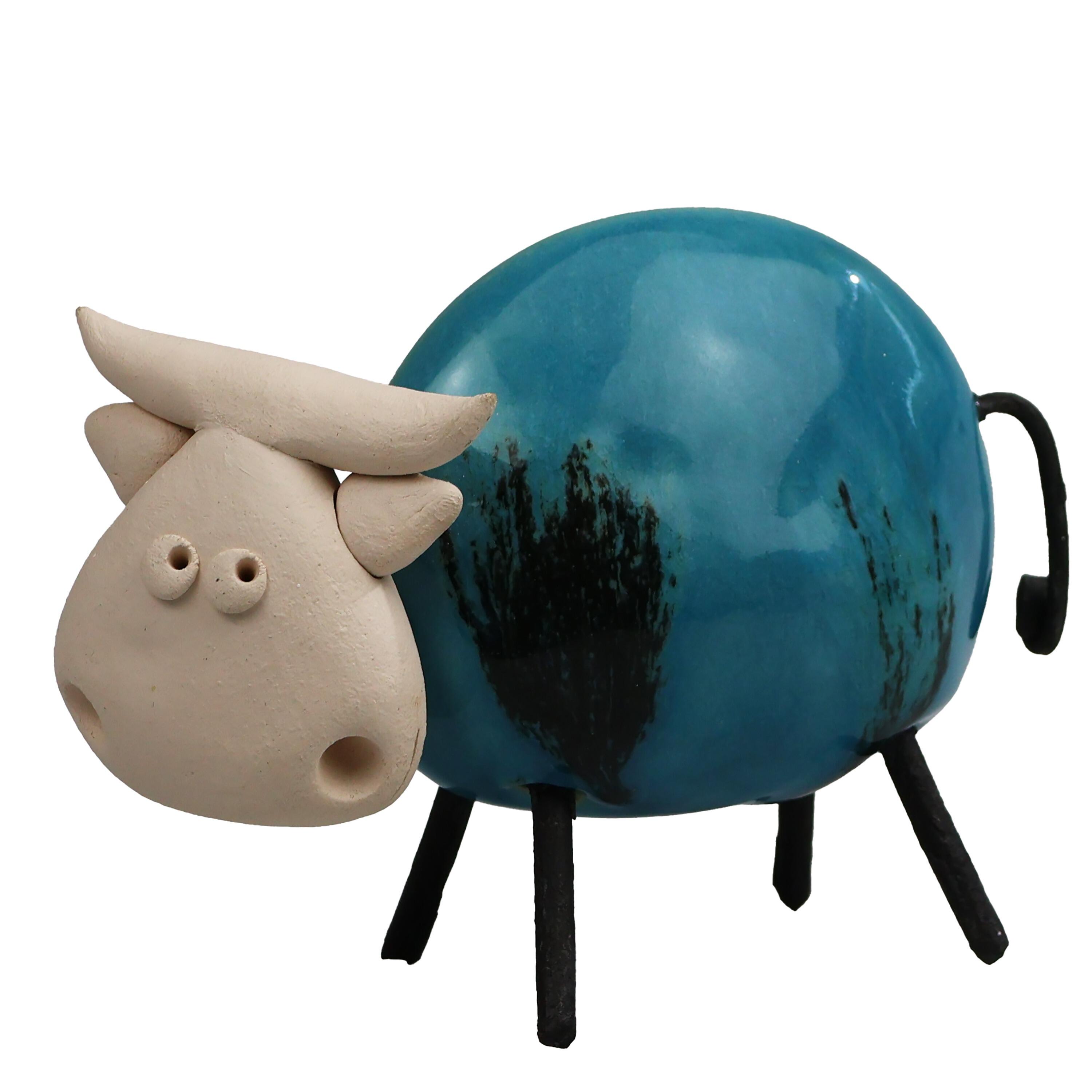 Happy Cow with Metal Legs Ornament | Various Colours