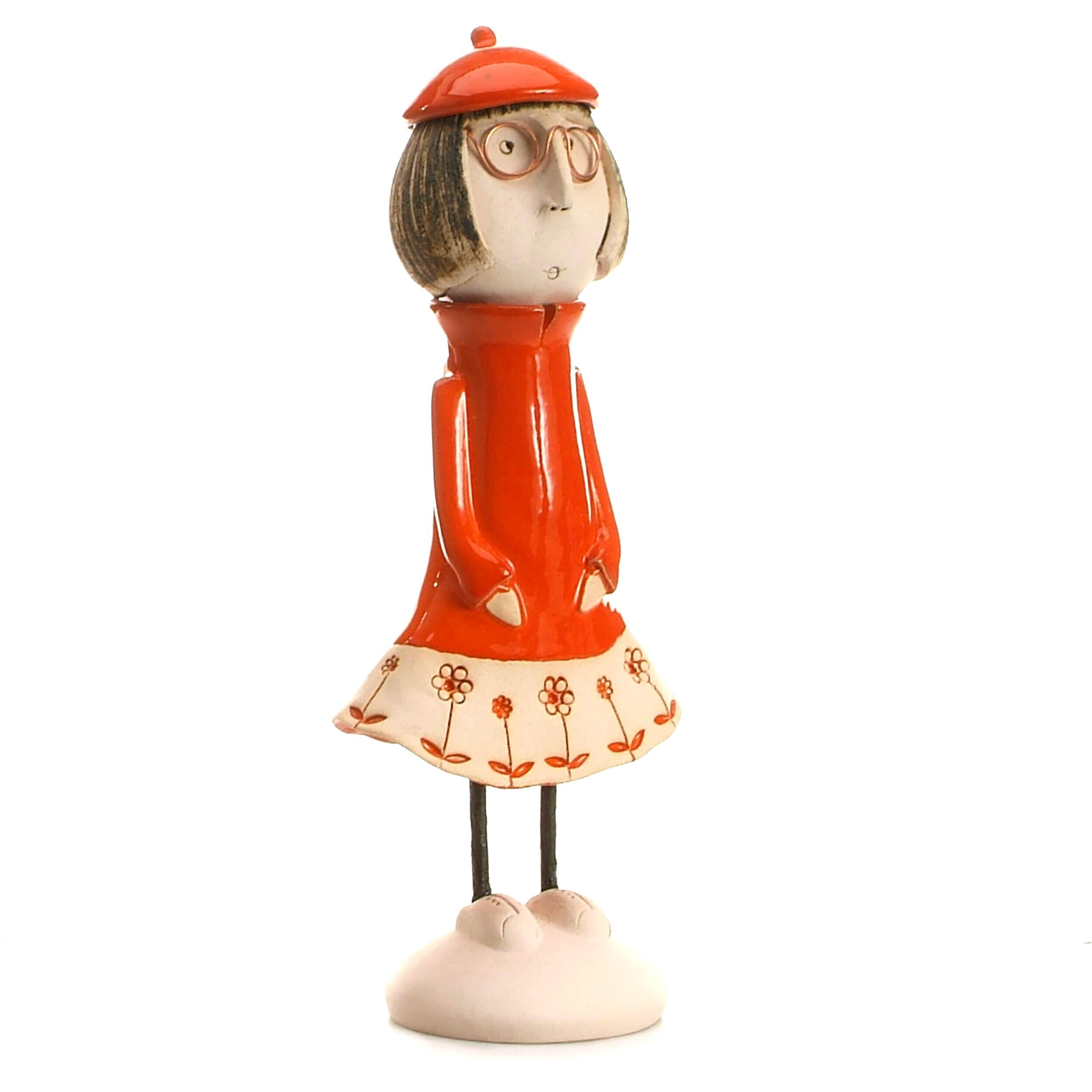 Handmade Ceramic Girl Figurine with Bob Hairstyle | Couples Home Décor Gift