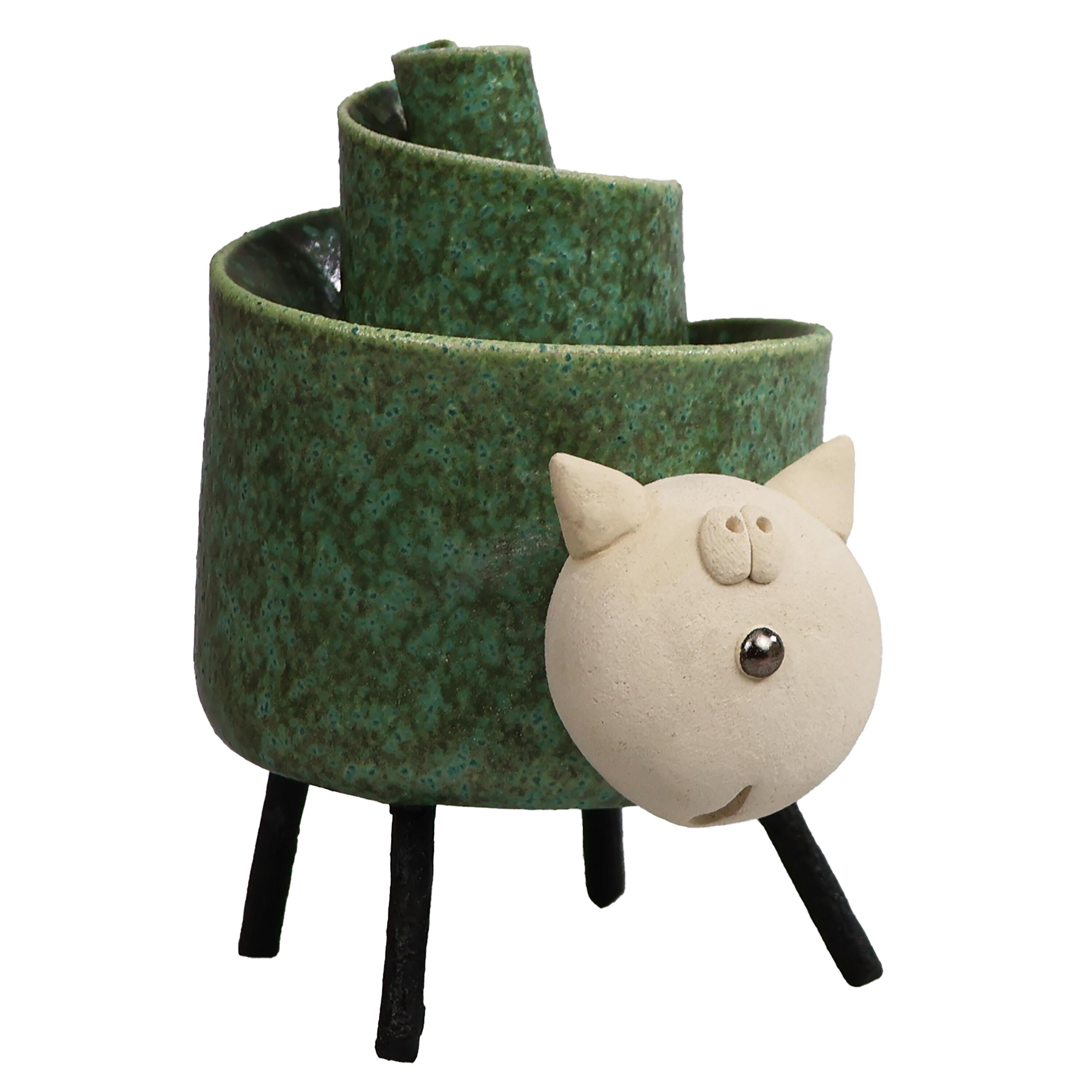 Handmade Ceramic Twist Cat Ornament | Artisan Pottery Cat Sculpture | Unique Home Décor Gift for Cat Lovers