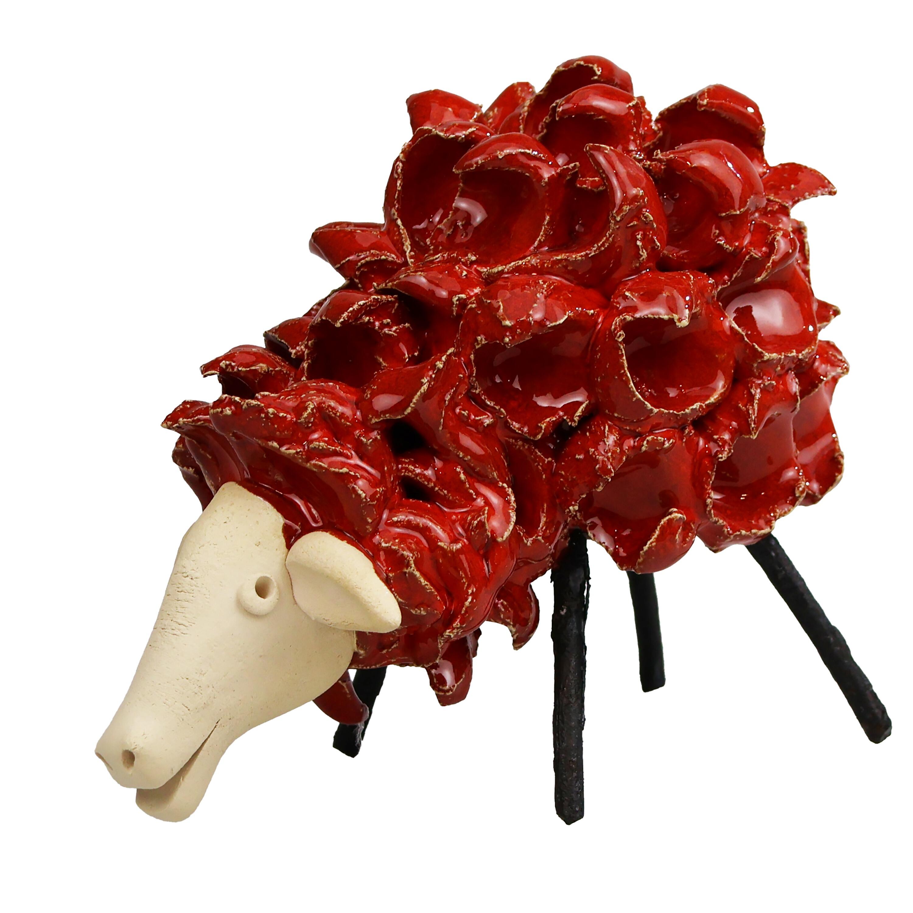 Fluffy Sheep Figurine with Wire Legs | Various Colours