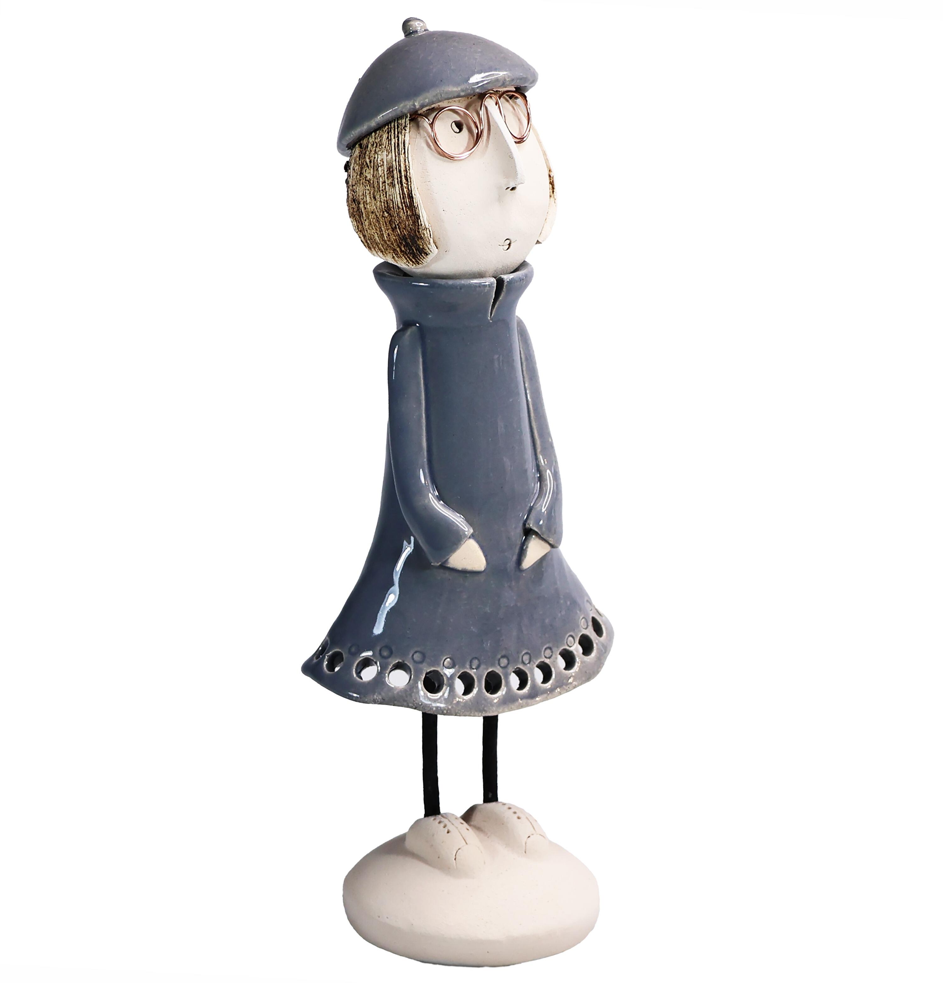 Handmade Ceramic Girl Figurine with Bob Hairstyle | Couples Home Décor Gift