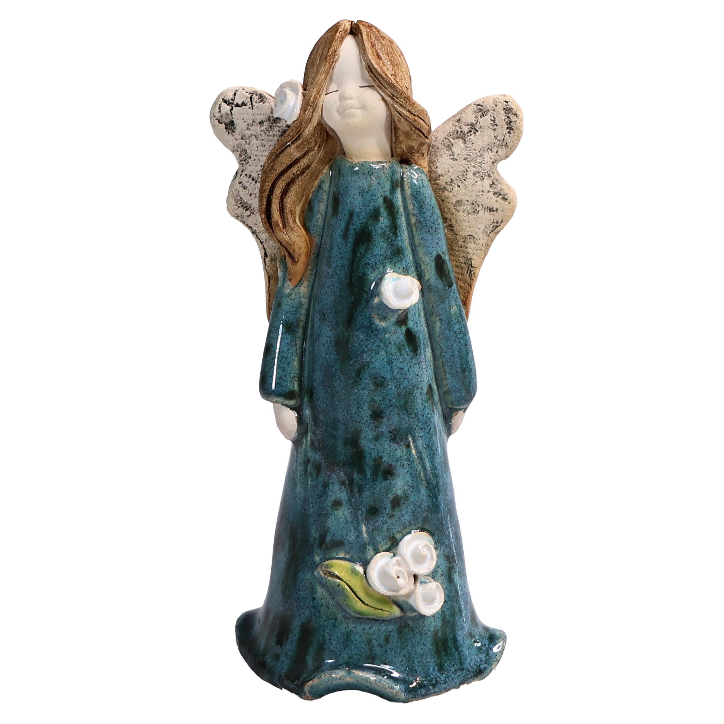 A charming handmade ceramic angel adorned with roses, complete with a heartfelt message card: “I love you from the bottom of my heart to the tips of my toes.”