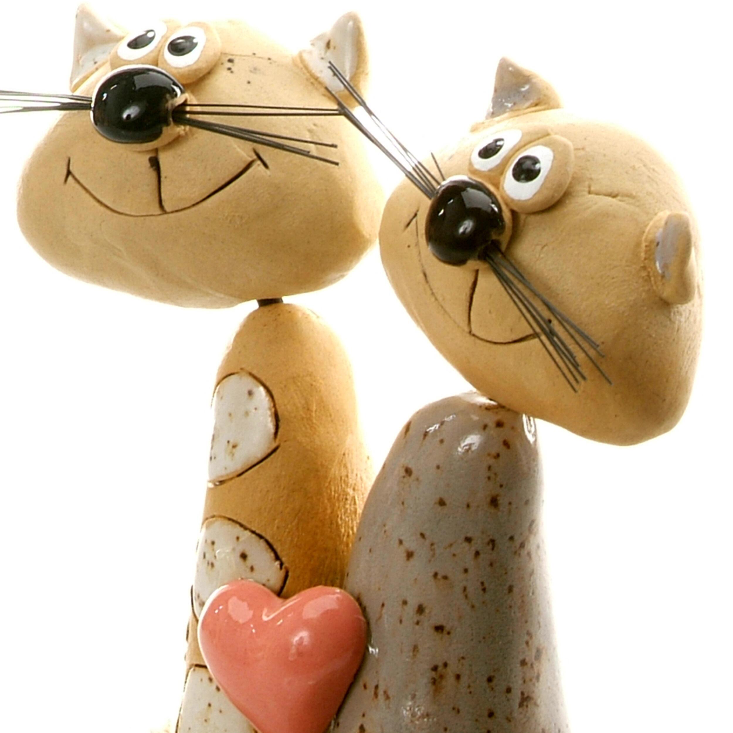 Magical Cat Couple Grey and White with Pink Heart | Loving Couple