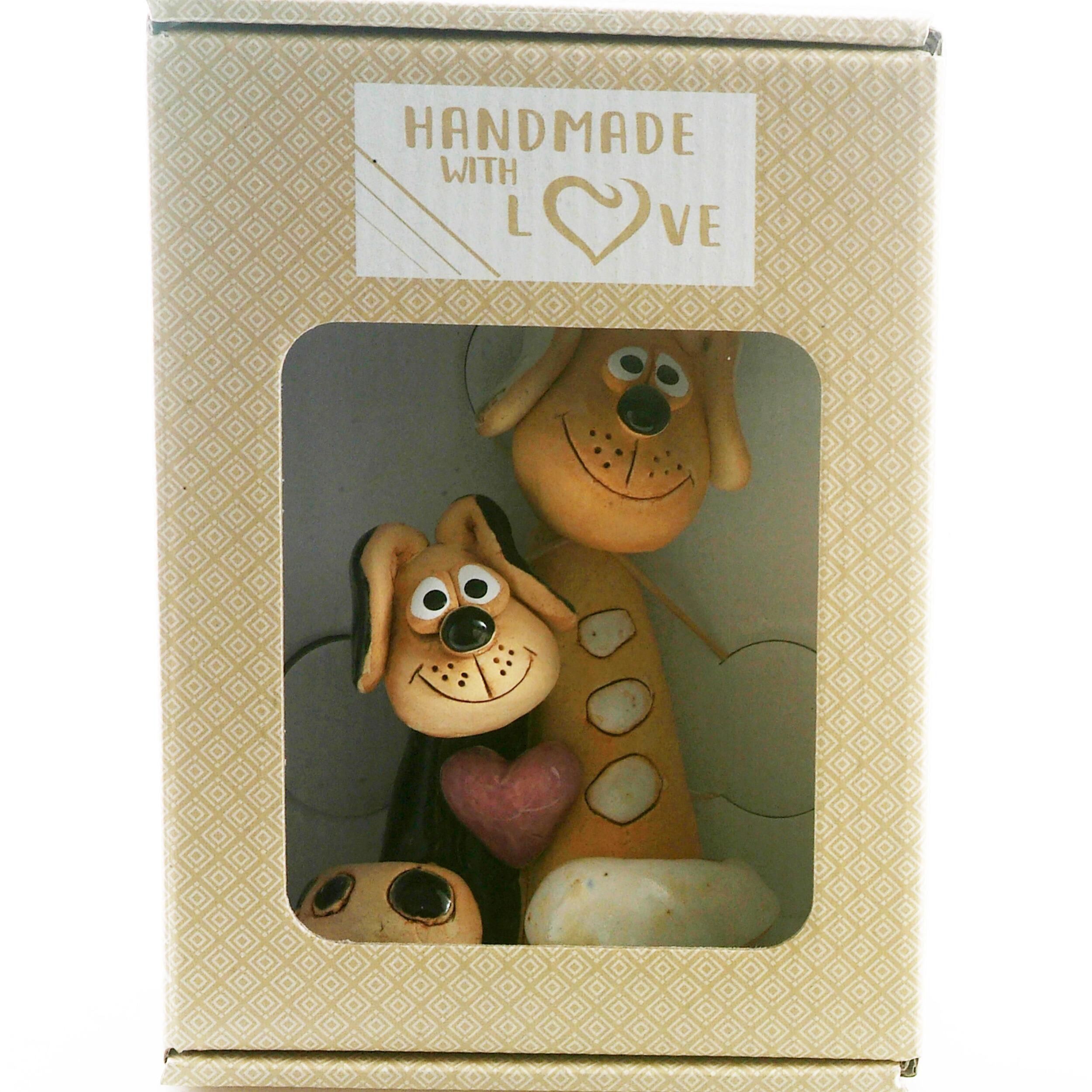 Magical Dog Couple with Pink Heart | Black & White Patches