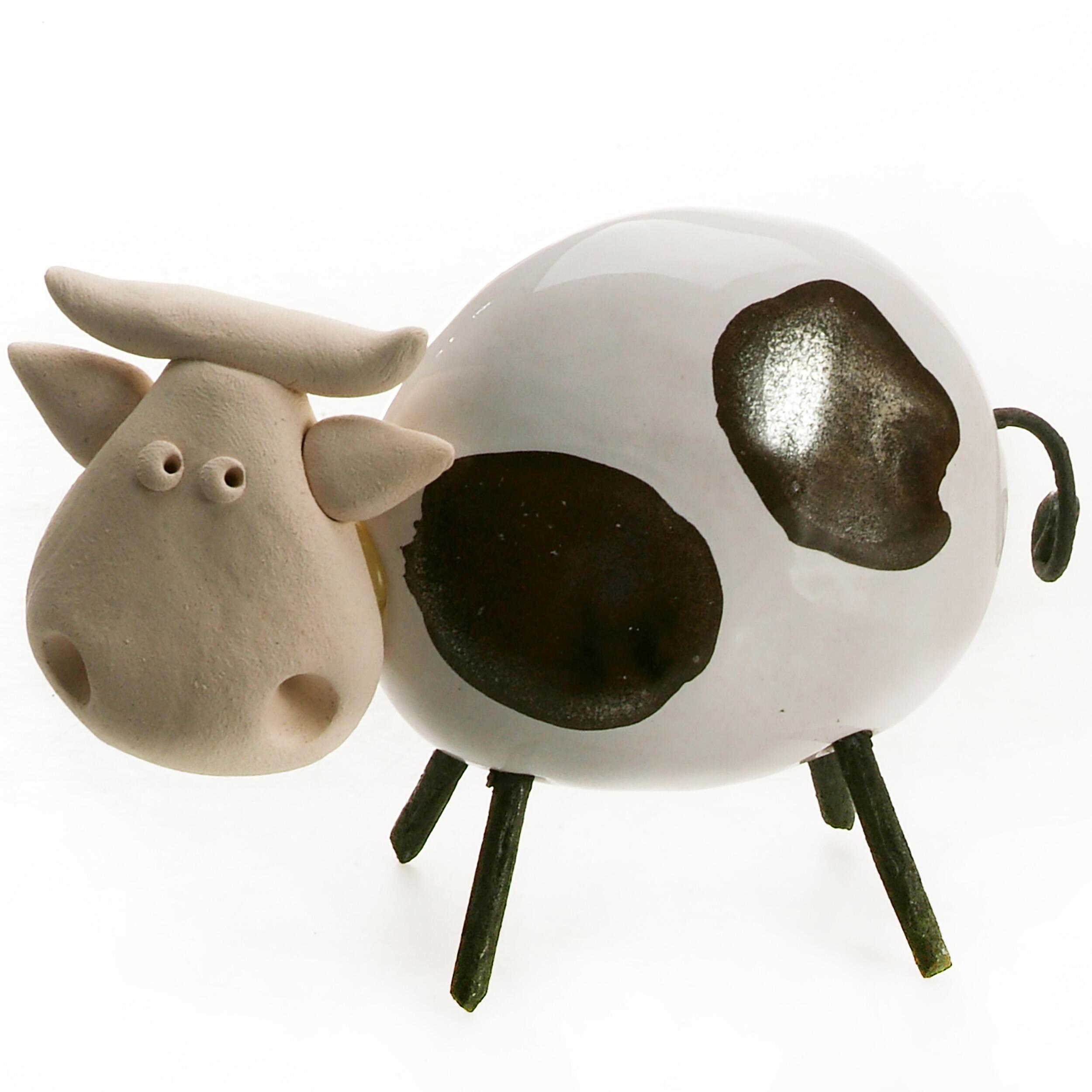 Happy Cow with Metal Legs Ornament | Various Colours