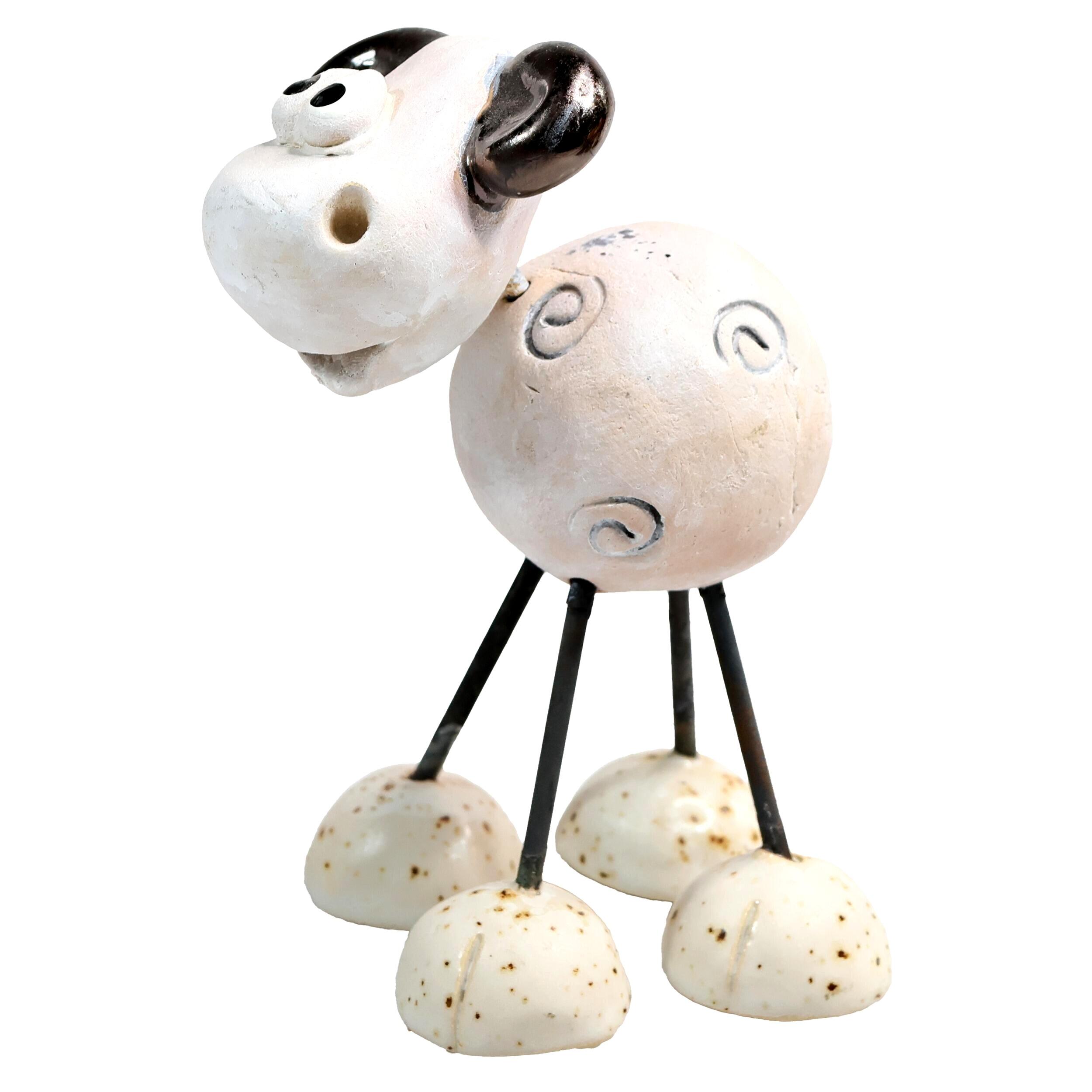 Handmade Ceramic Ram on Wire Legs - Gift Box Included
