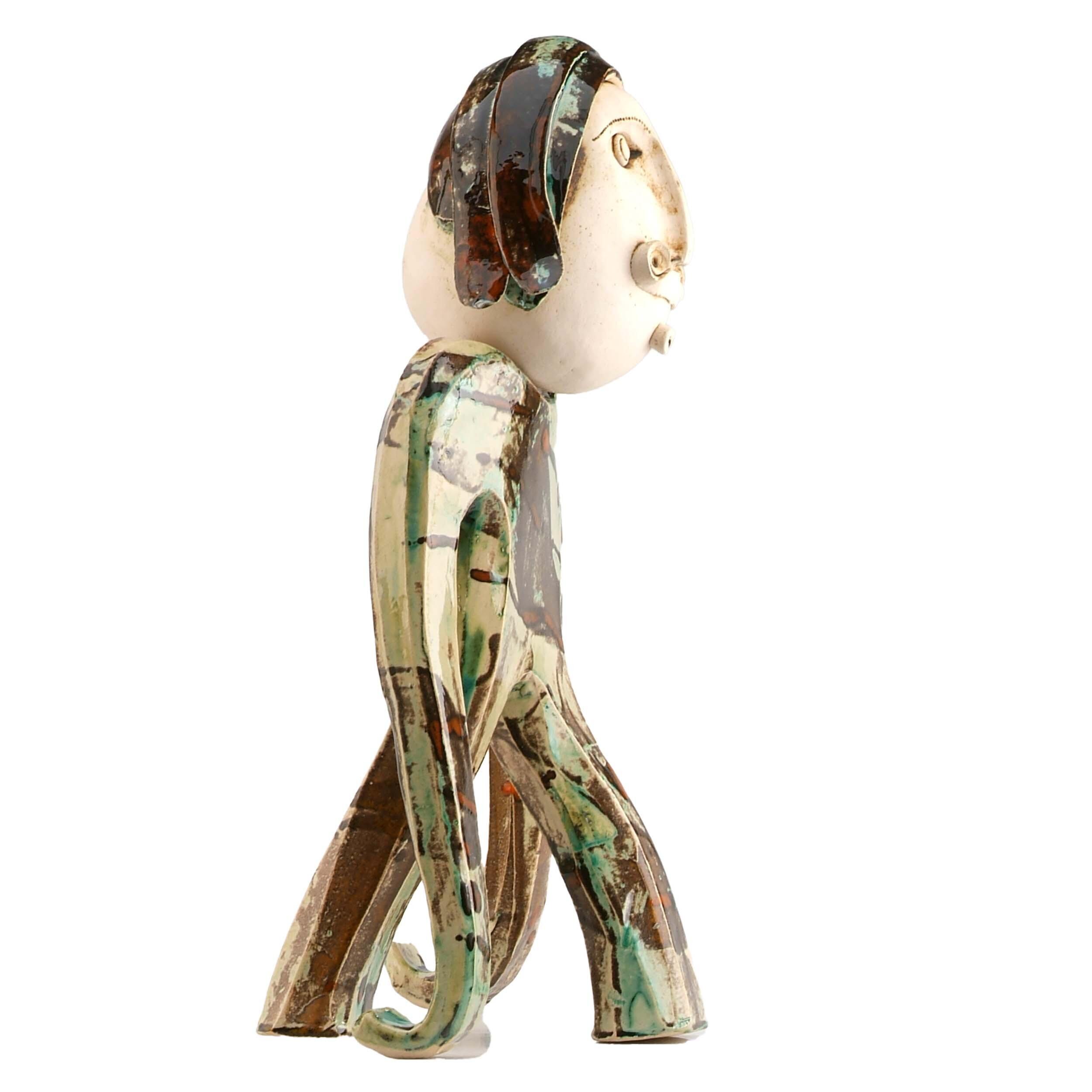 Large Handmade Contemporary Ceramic Statue Quirky Mustache Man