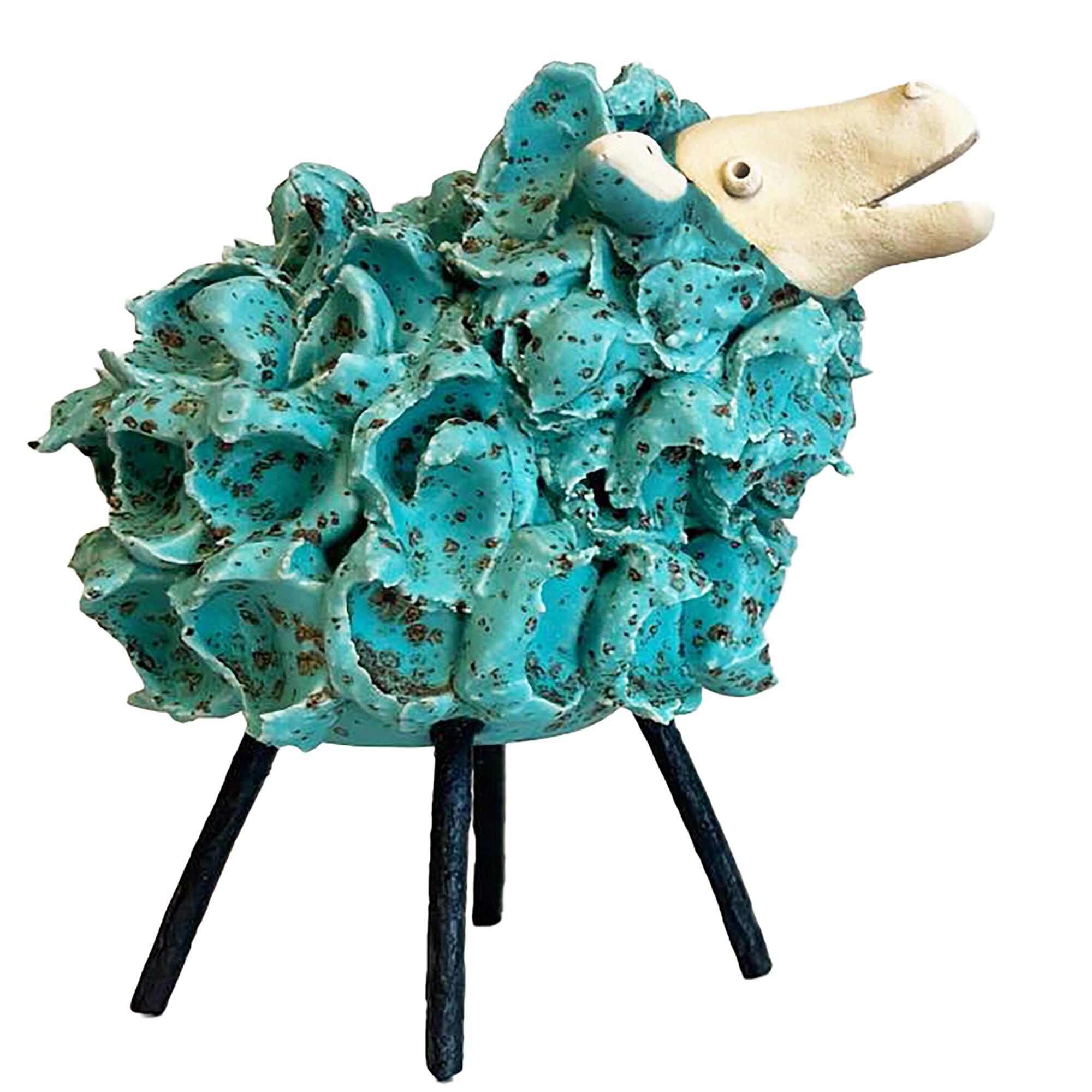 Fluffy Sheep Figurine with Wire Legs | Various Colours