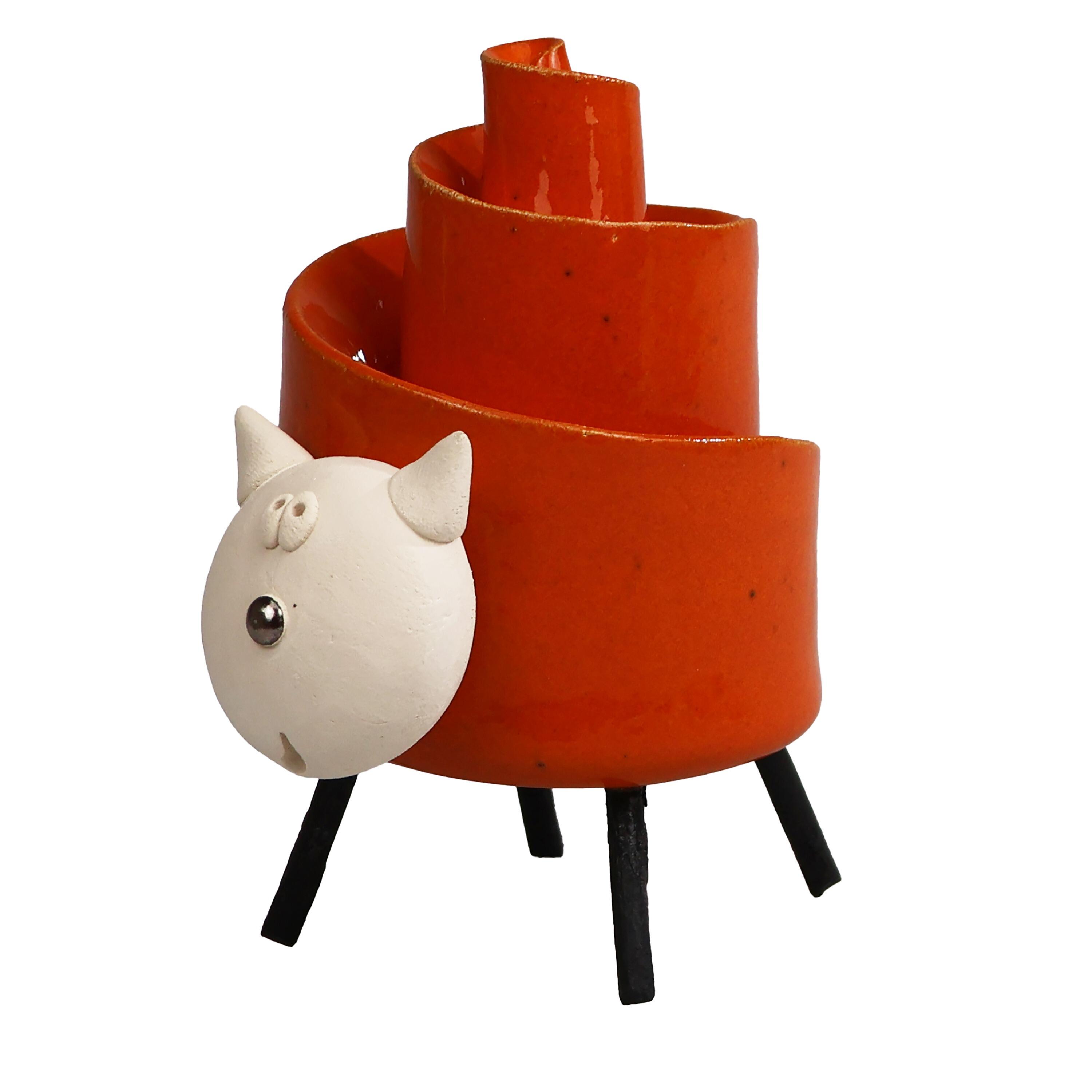 Handmade Ceramic Twist Cat Ornament | Artisan Pottery Cat Sculpture | Unique Home Décor Gift for Cat Lovers