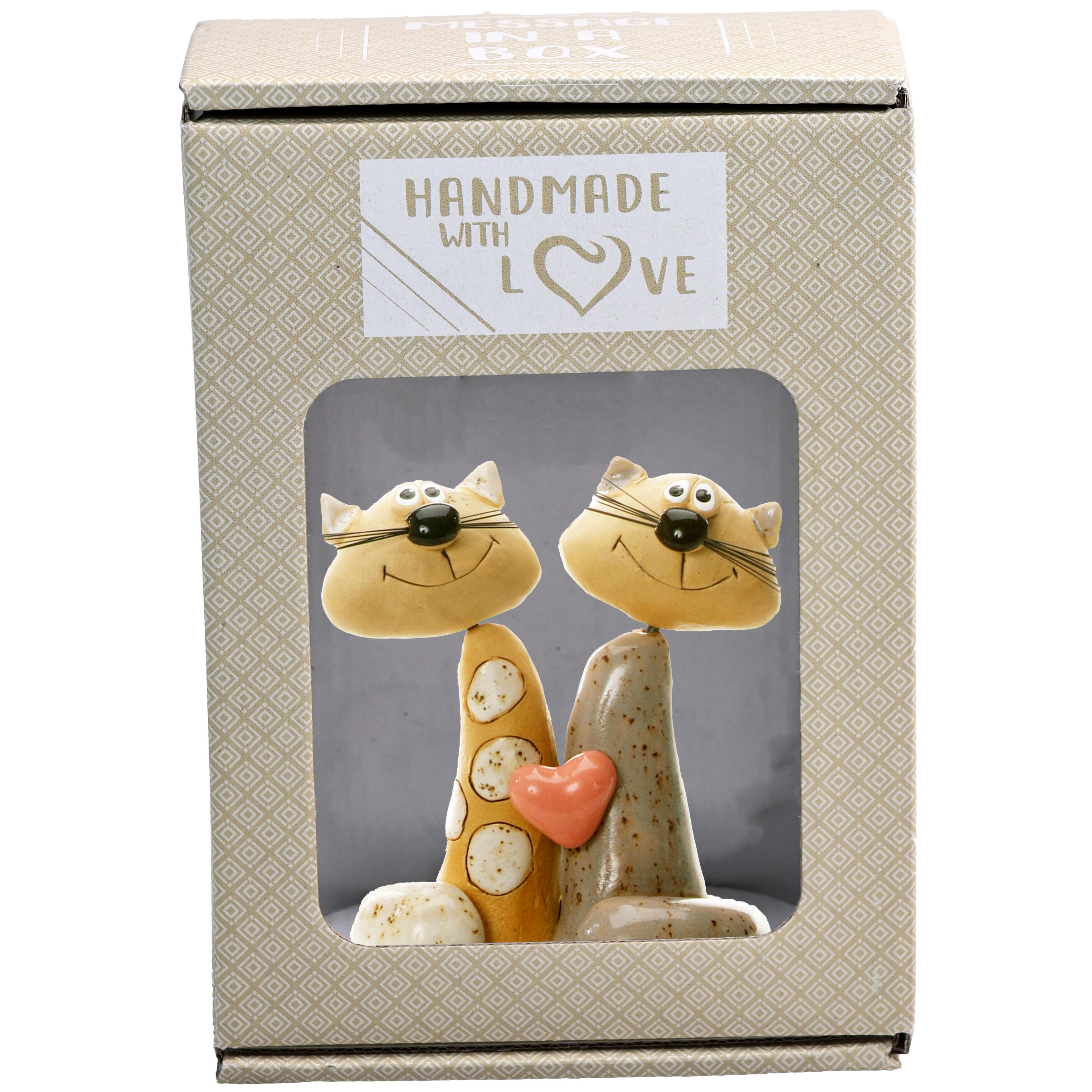 Magical Cat Couple Grey and White with Pink Heart | Loving Couple