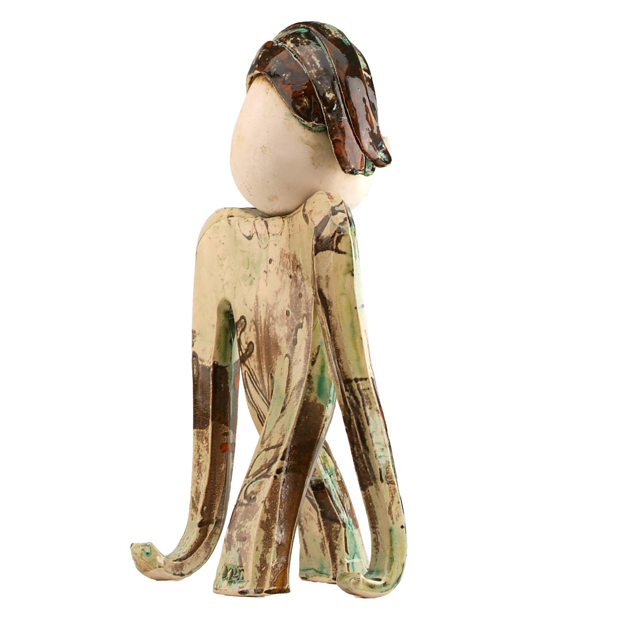Large Handmade Contemporary Ceramic Statue Quirky Mustache Man