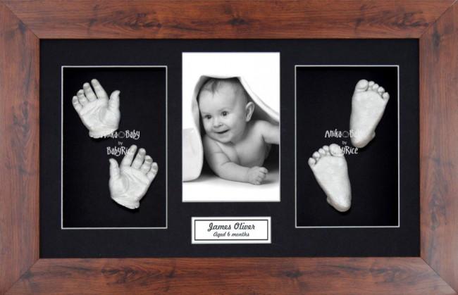 Bronze Frame & Casts by BabyRice Twins Baby Hands Feet Casting Kit Set 