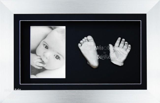 Baby Casting Kit Silver Hands & Feet Antique Silver 3D Frame Christening Gift 