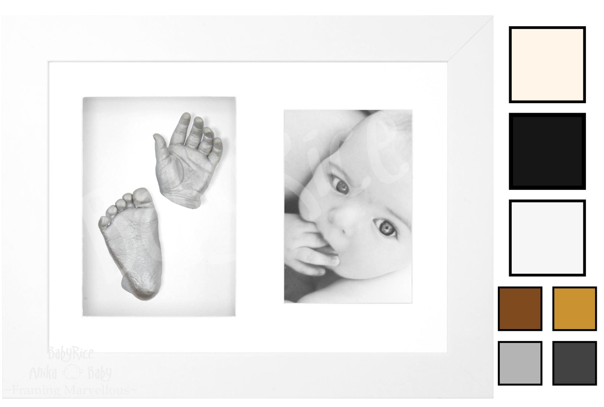 Unique Baby Christening Keepsake Gift Hand & Foot Print Kit Antique Silver Frame 