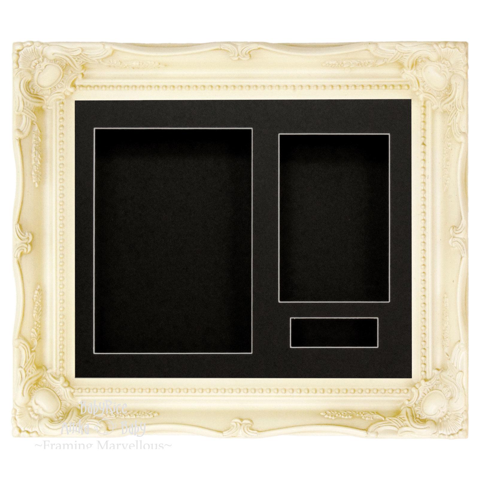Ivory Cream Rococo Ornate Frame - Black Mount