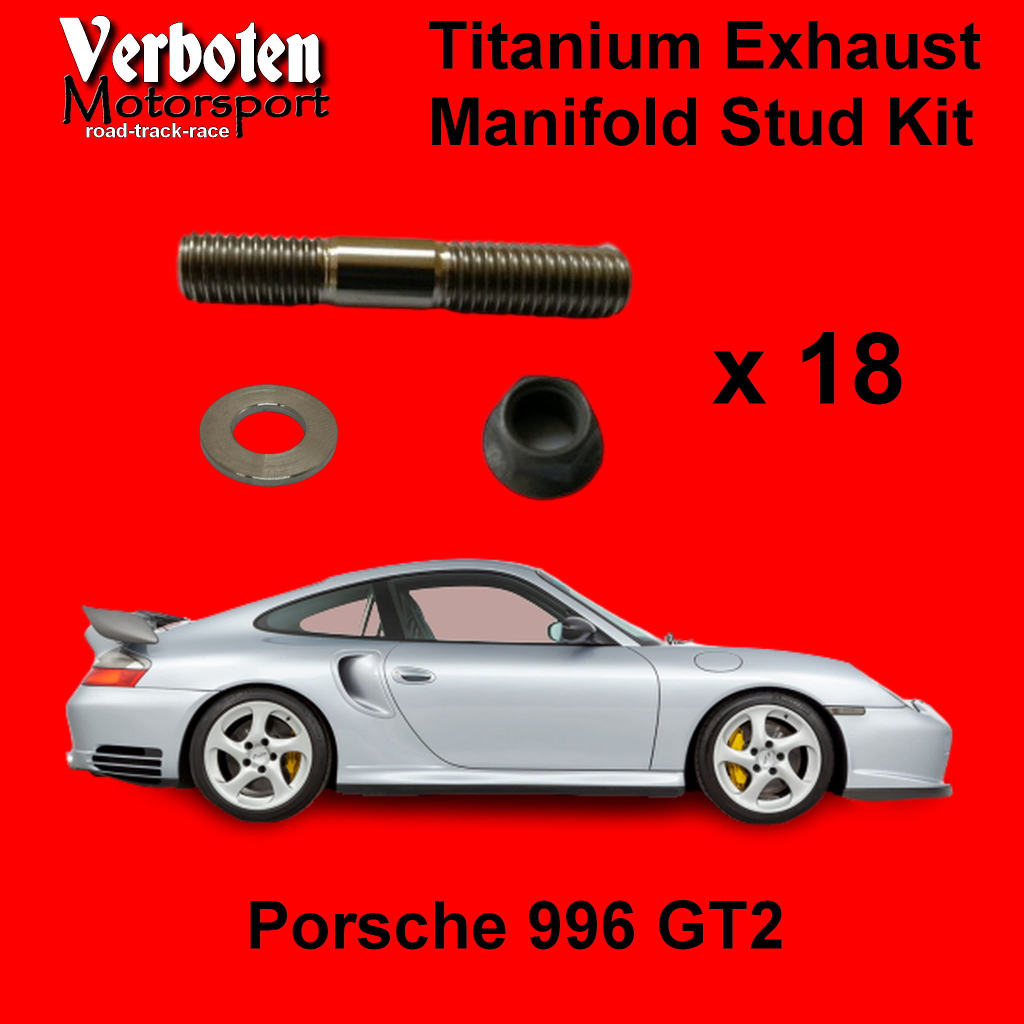 Porsche 996 GT2 Titanium Exhaust Stud Set