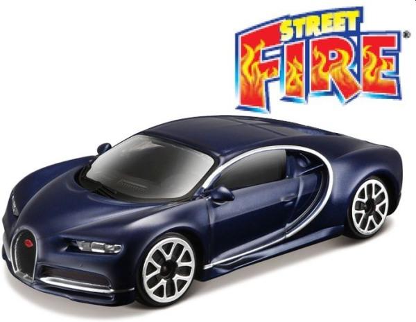 - 'Street Fire' Model Scale 1:43 BUGATTI CHIRON Blue Burago 