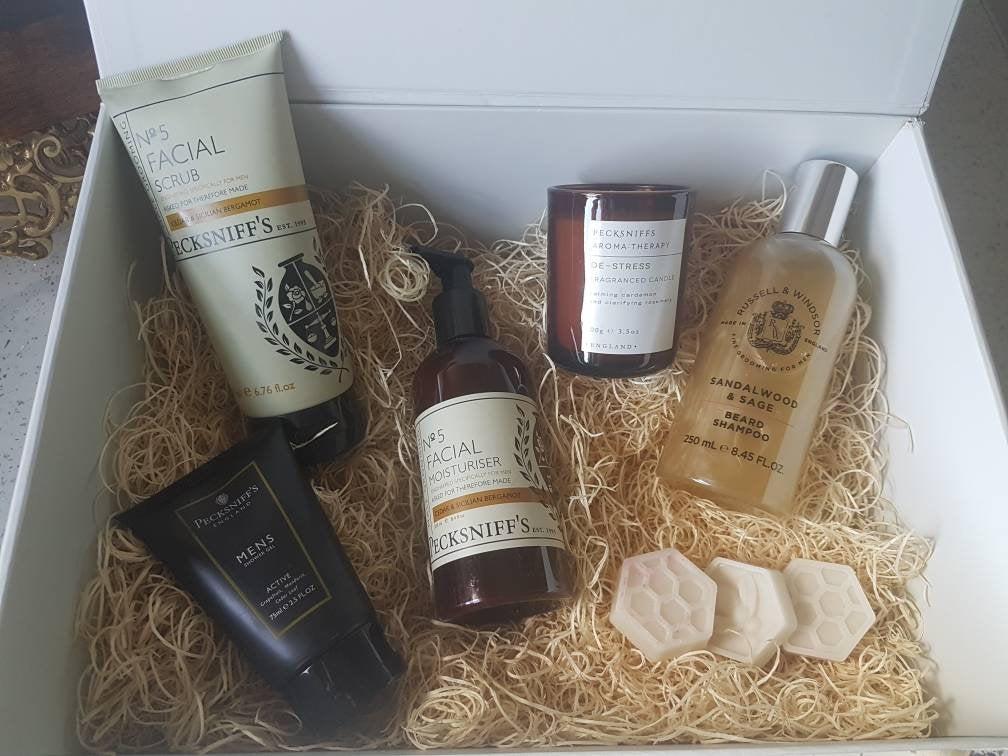 Mens Luxury gift Box-Birthday box -Housewarming gift- husband gift box -Gift for Dad -Gift hamper-Boyfriend- Beard shampoo- Best man Gift UK