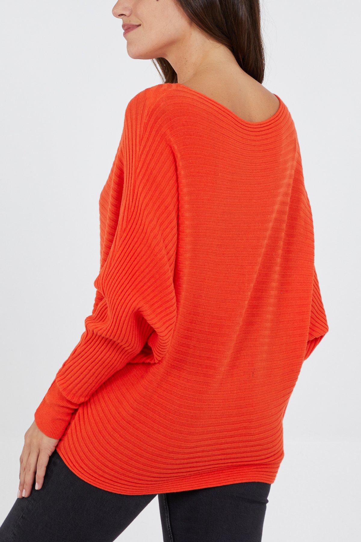 Batwing Ribbed Jumper Burnt Orange