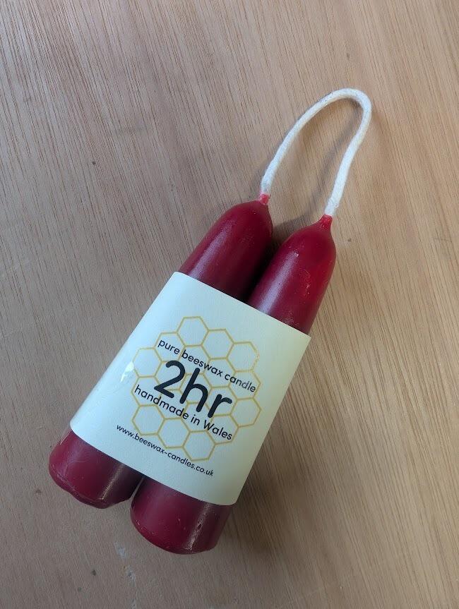 Red dipped 2hr pure beeswax candles
