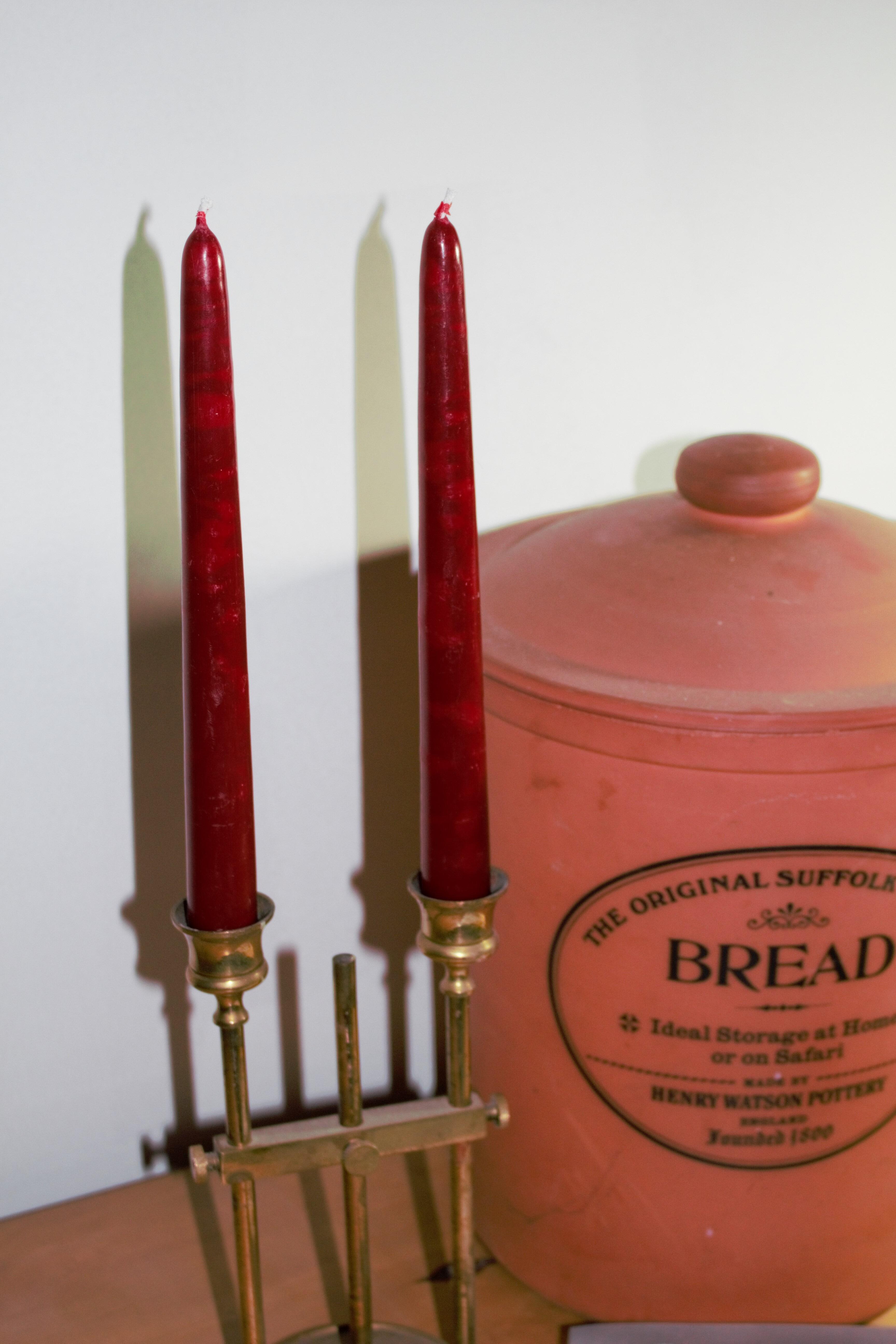 Christmas Red dipped 8hr pure beeswax candles