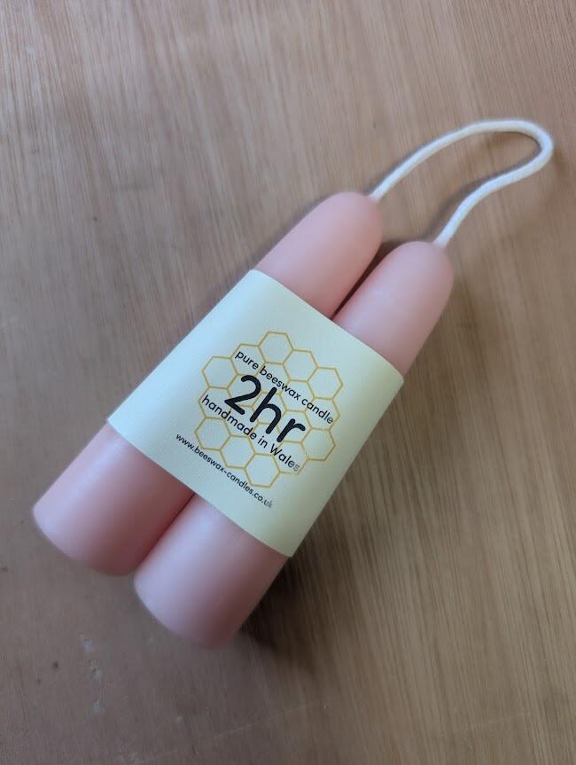 Rose dipped 2hr pure beeswax candles