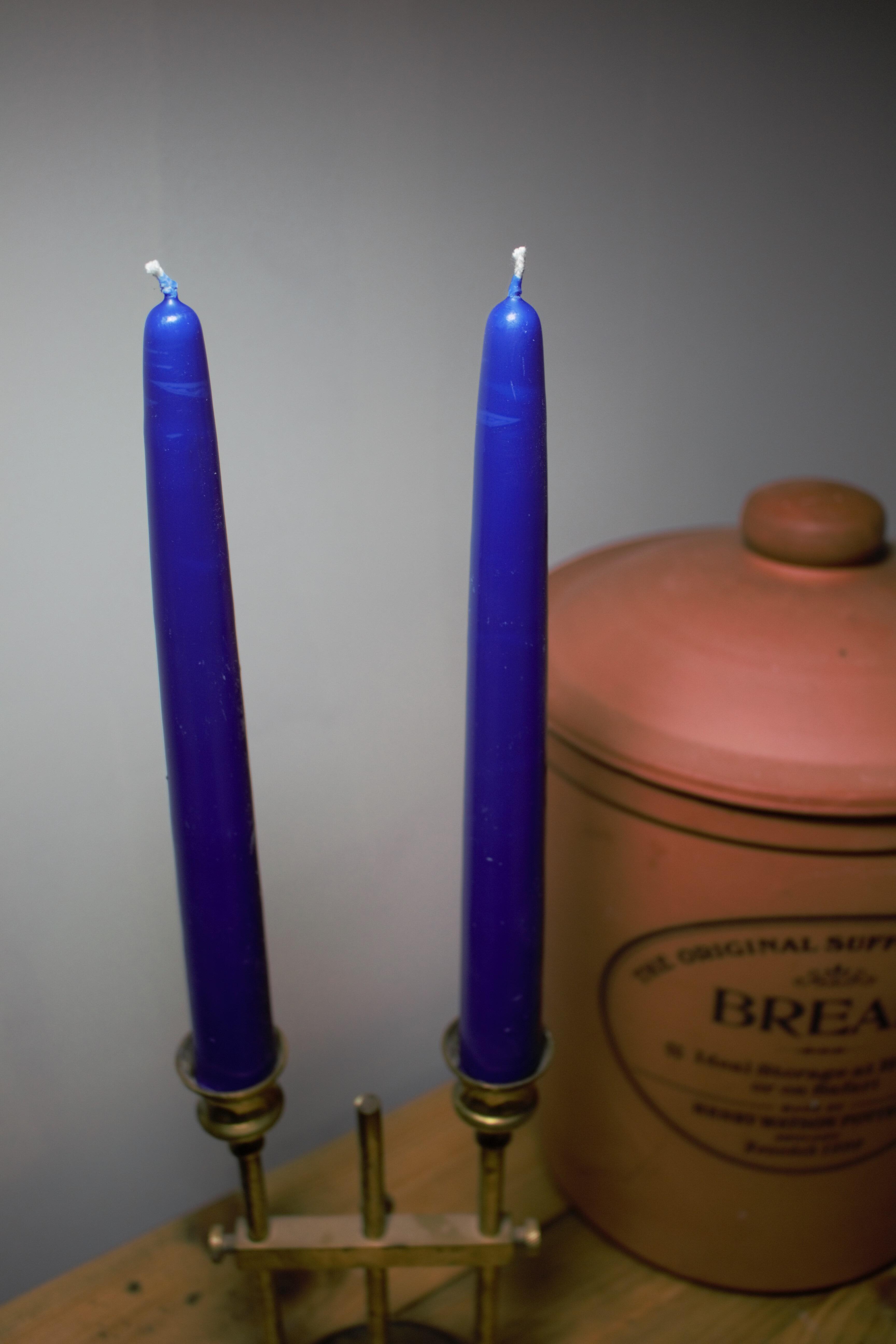 Cobalt Blue dipped 8hr pure beeswax candles