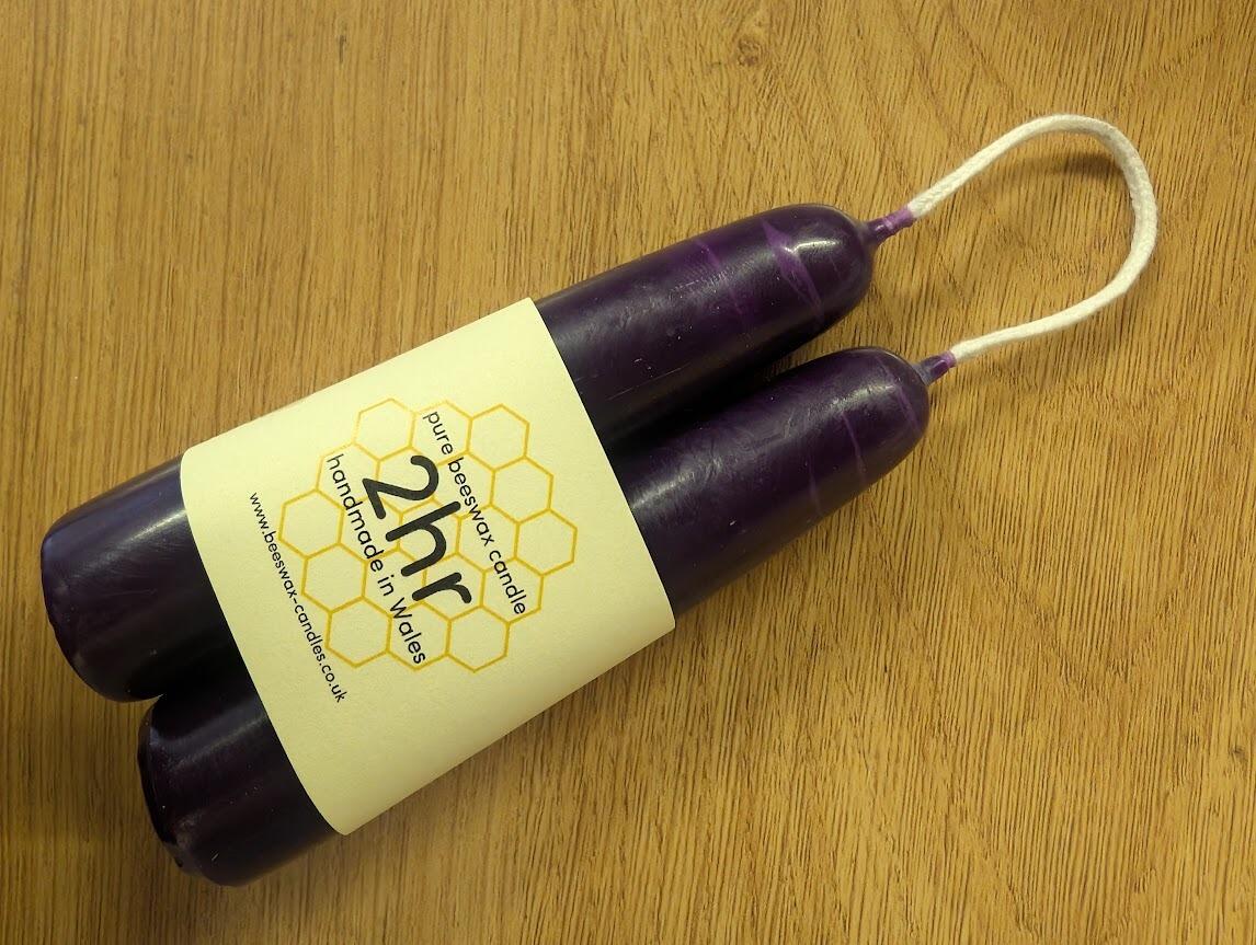 Deep Purple dipped 2hr pure beeswax candles