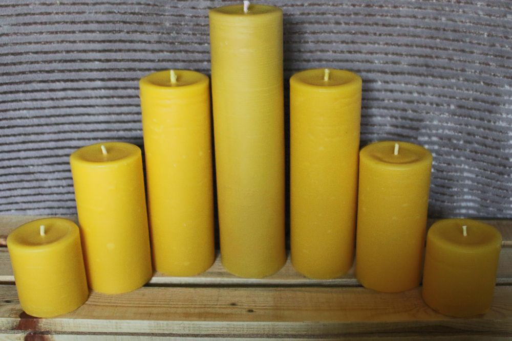Pure beeswax pillar candles
