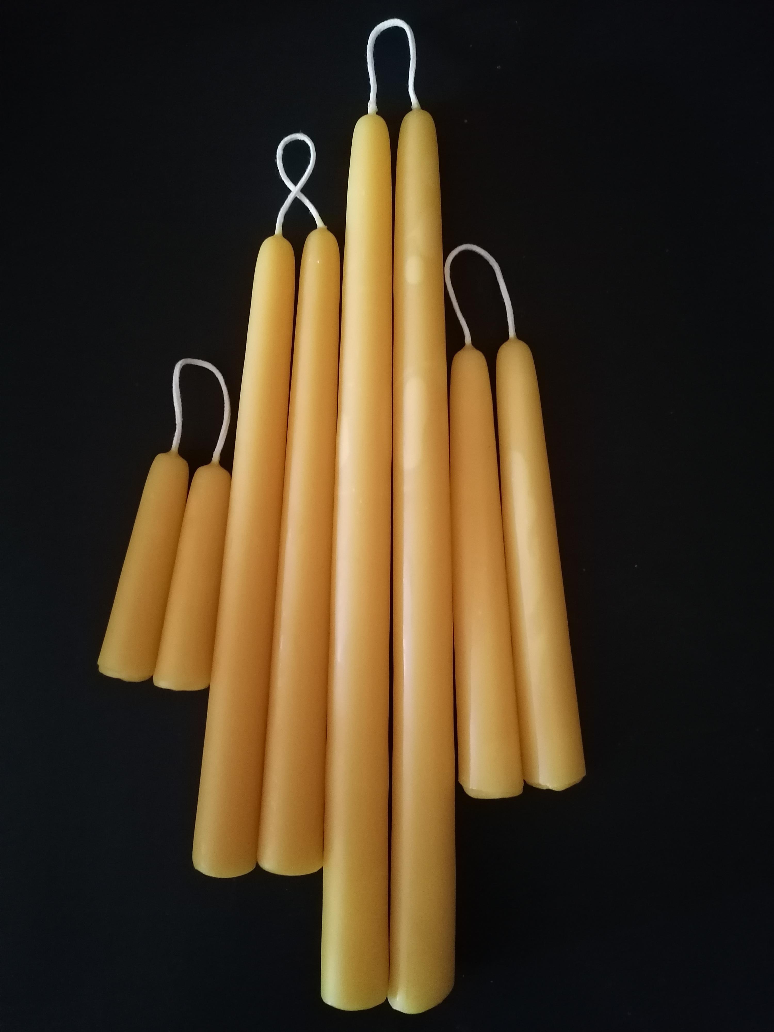 Traditional dipped beeswax candles