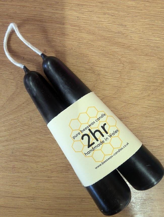 Jet Black dipped 2hr pure beeswax candles