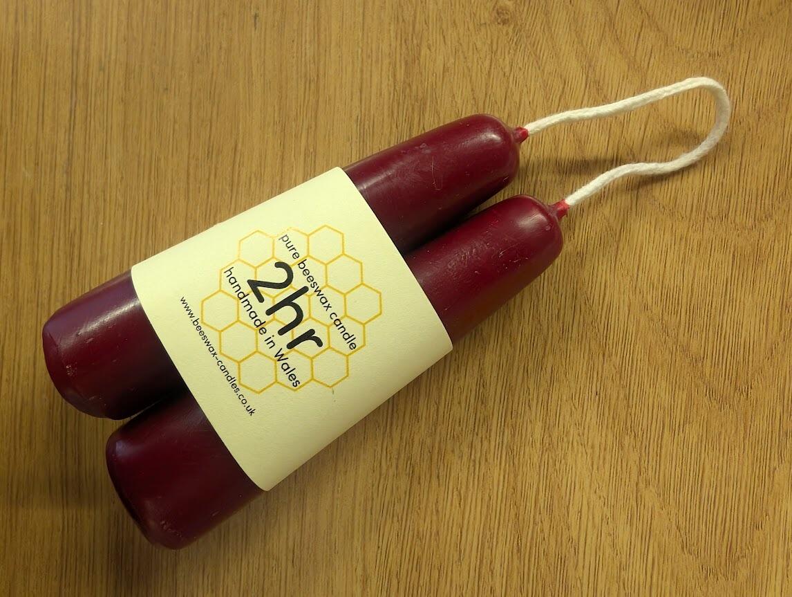 Christmas Red dipped 2hr pure beeswax candles