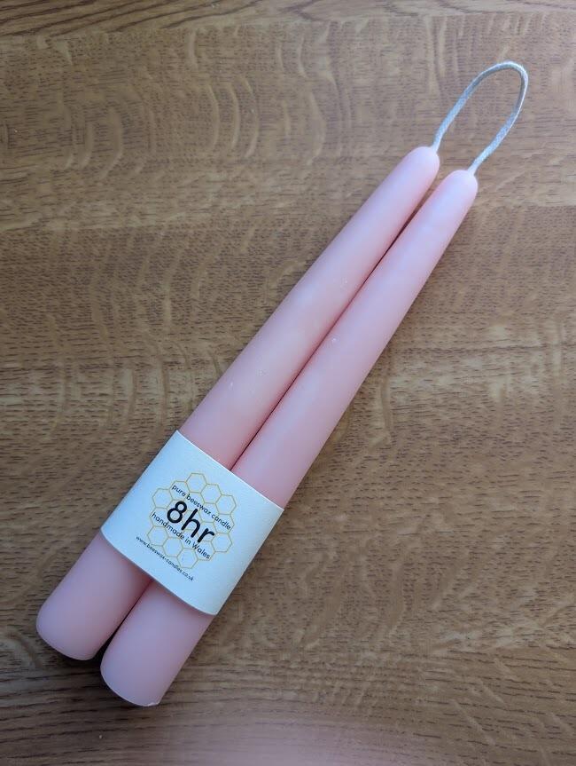 Rose dipped 8hr pure beeswax candles