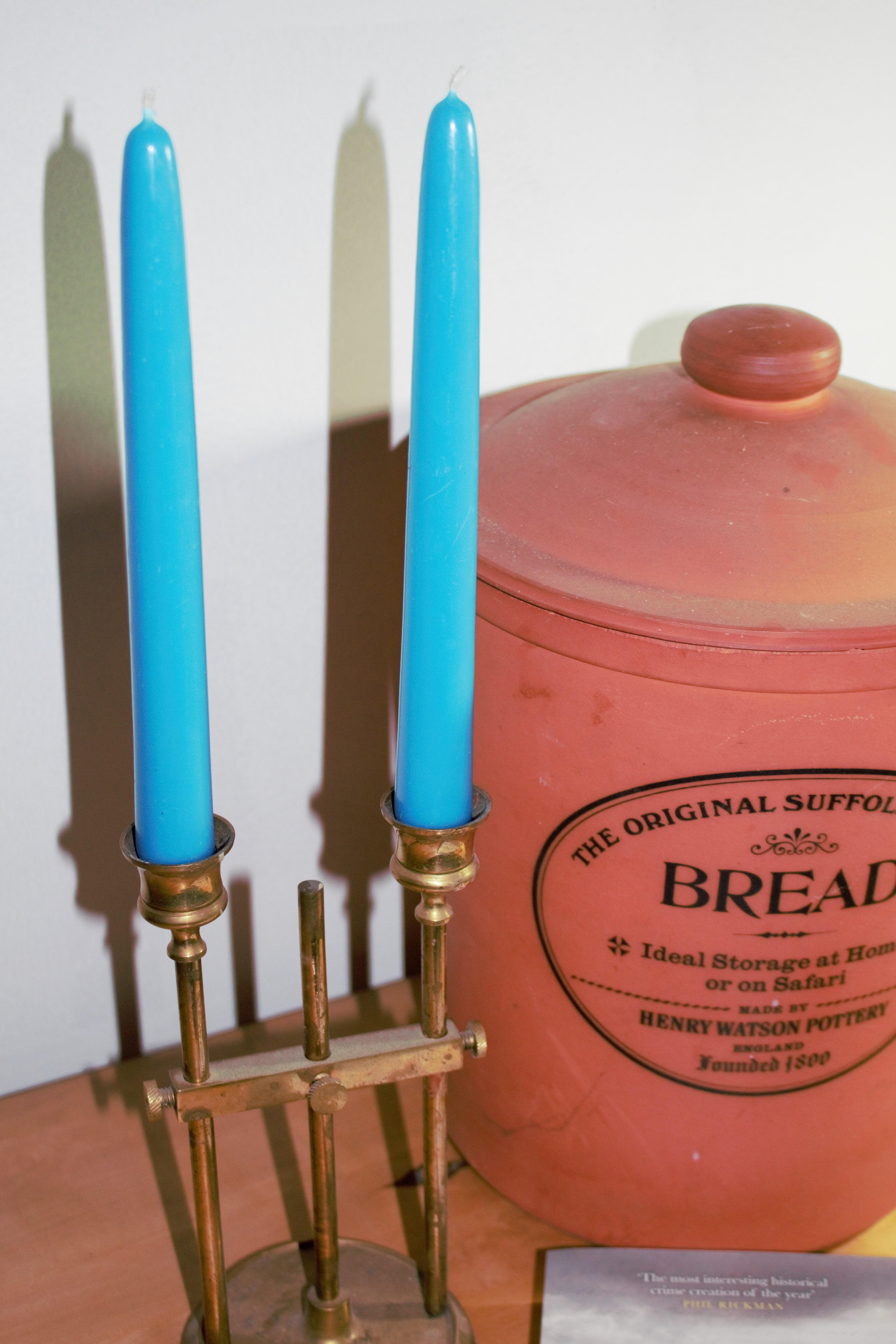 Sea Blue dipped 8hr pure beeswax candles