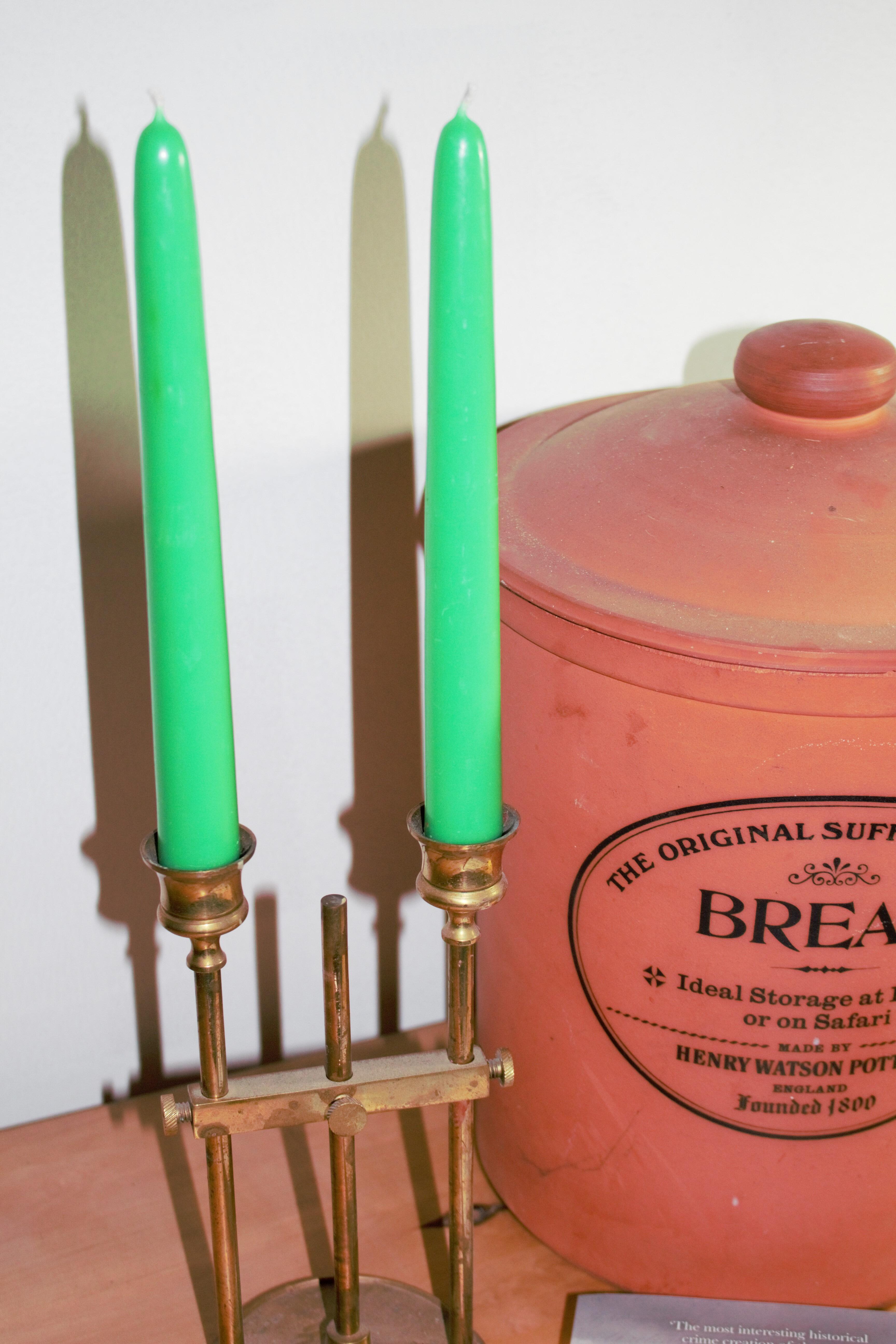 Seaweed Green dipped 8hr pure beeswax candles