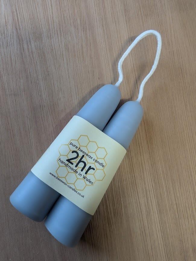 Pale Blue dipped 2hr pure beeswax candles