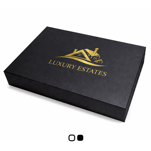 Branded magnetic A3 Shallow box on a plain white background