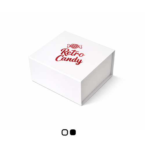 Branded small magnetic box on a plain white background