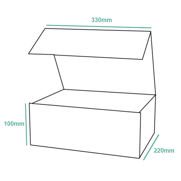 Line drawing of the A4 gift box and measurements