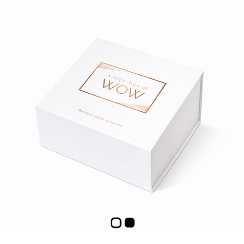 Branded magnetic box 150 x 150 x 50mm on a plain white background
