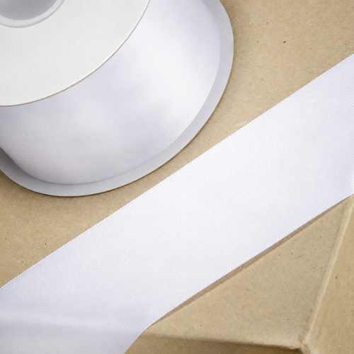white 50mm wide satin ribbon