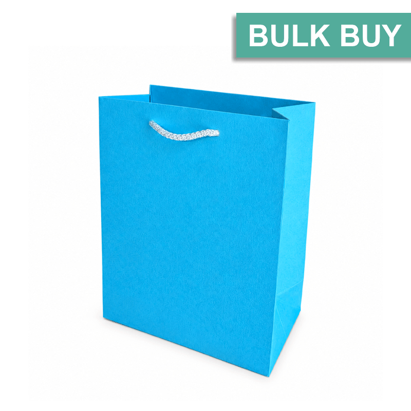 Bright Blue medium gift bag on a white background bulk buy