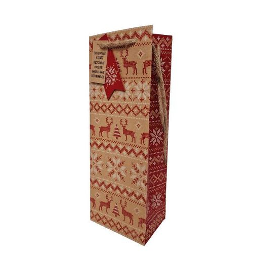 kraft xmas bottle bag