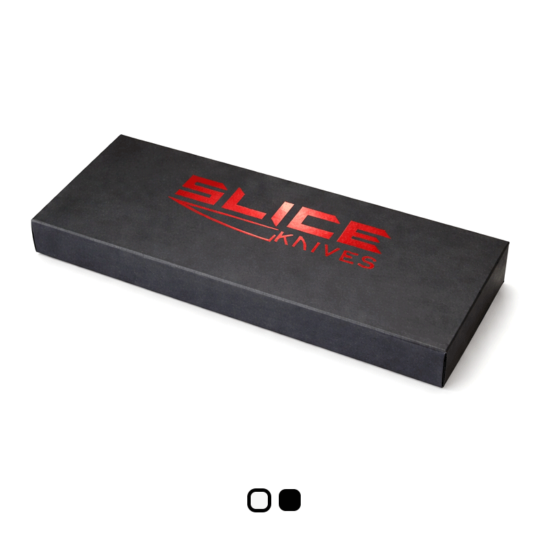 Branded black letterbox magnetic gift box on a plain white background