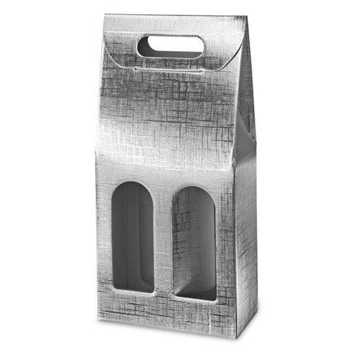 double silver wine bottle box