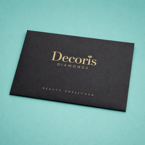 A photo of a branded black envelope on a turquoise background