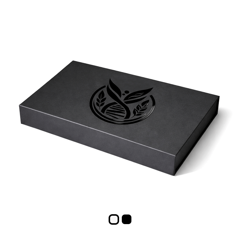 Branded magnetic shall box on a plain white background