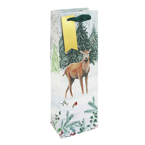 single bottle xmas wine bag